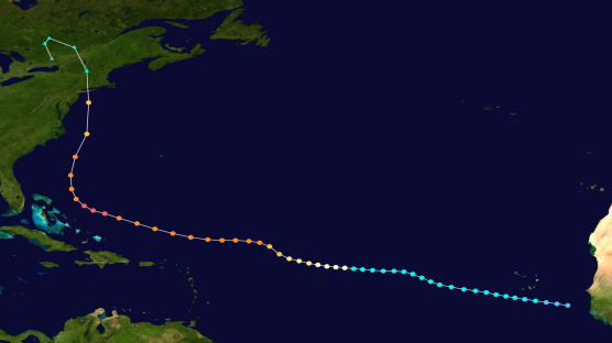 Path of the 1938 hurricane