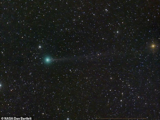 Pictured, Comet Nishimura imaged three days ago from June Lake, California, while sporting a green coma and a thin tail